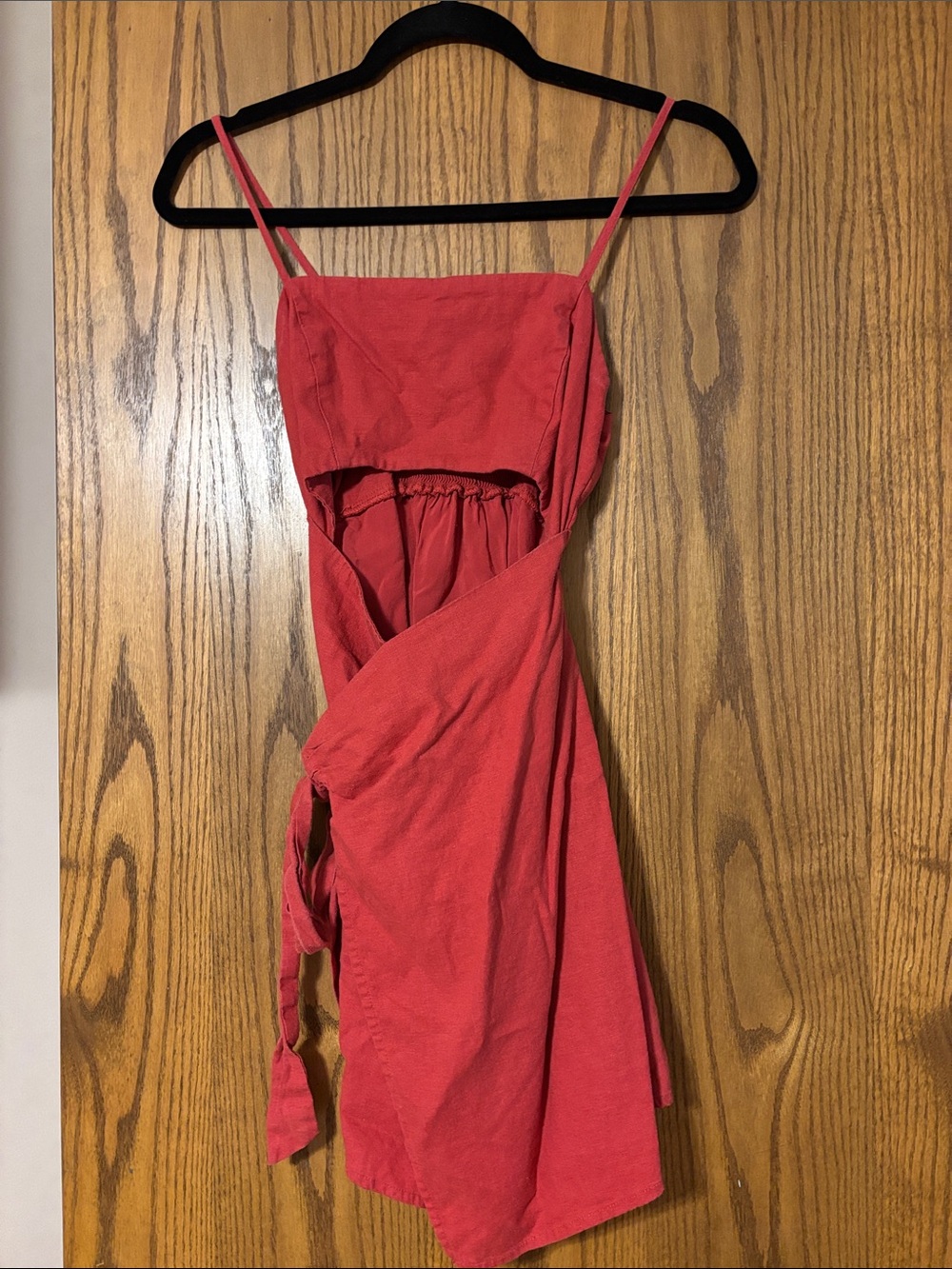 Women’s Red Spaghetti Strap Wrap Dress